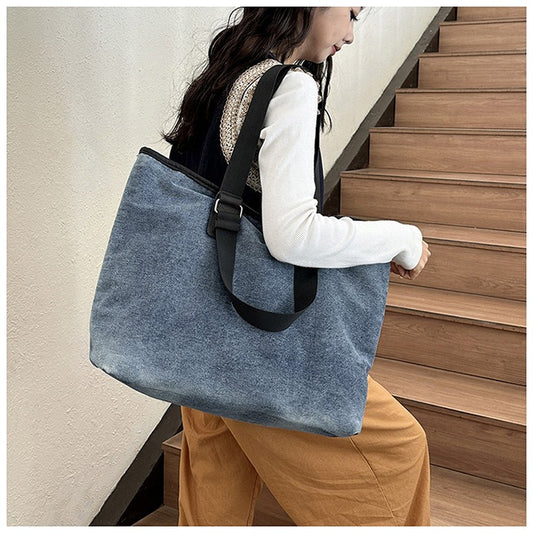 Large capacity denim tote bag  (Hand or Shoulder Carriyng)