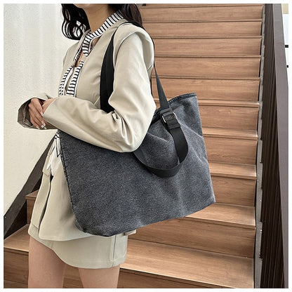 Large capacity denim tote bag  (Hand or Shoulder Carriyng)