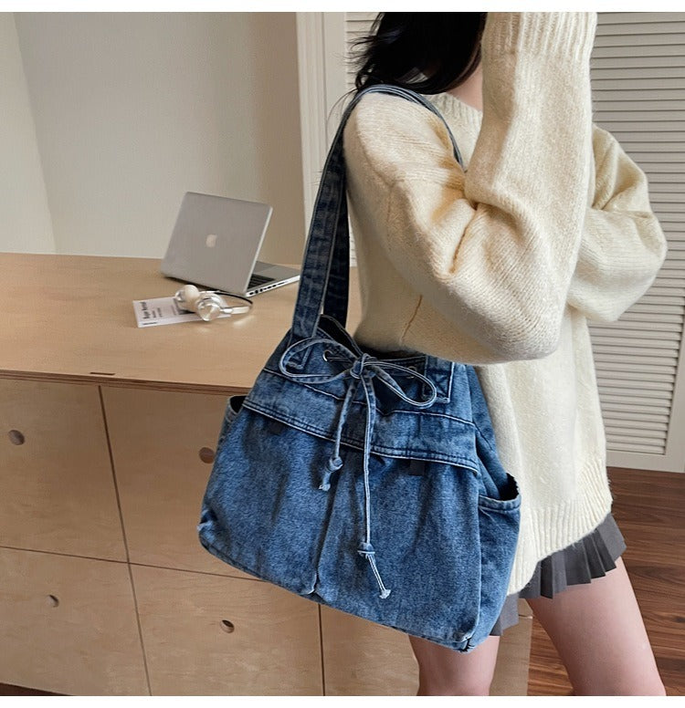 💕😘Denim large capacity tote bag