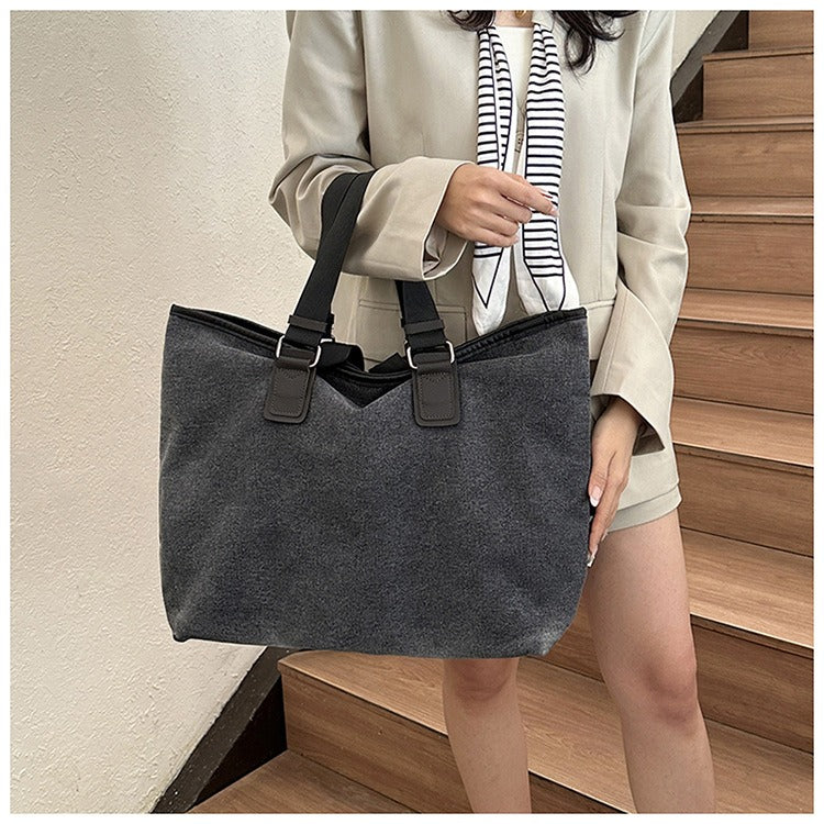 Large capacity denim tote bag  (Hand or Shoulder Carriyng)