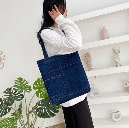 Denim Embroidered Tote Bag