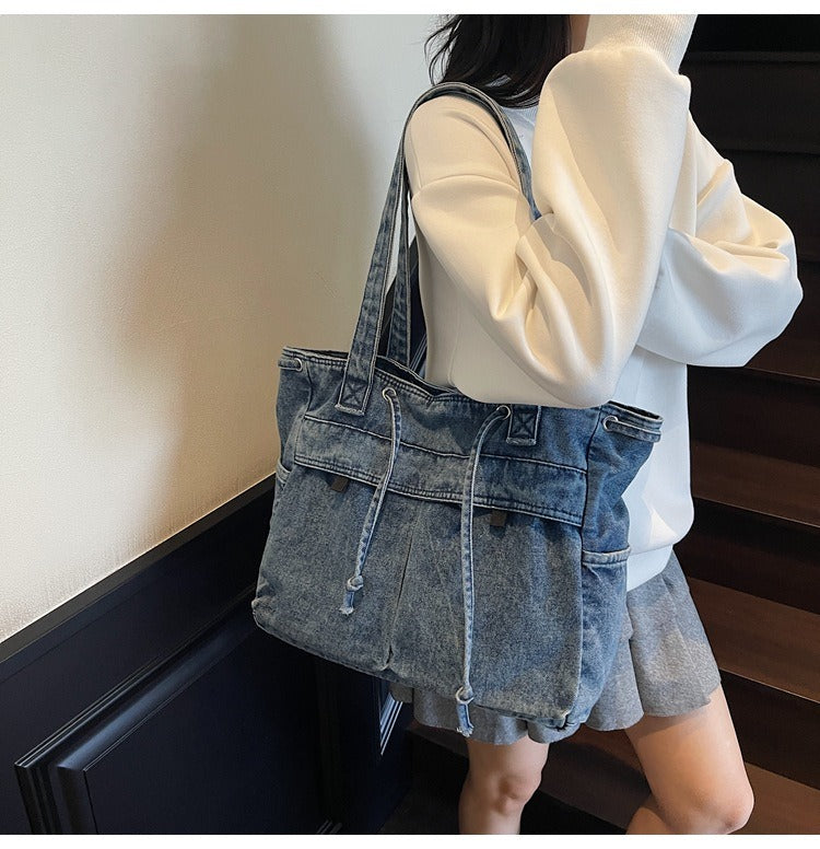 💕😘Denim large capacity tote bag