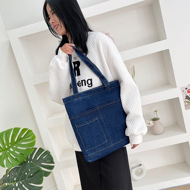 Denim Embroidered Tote Bag