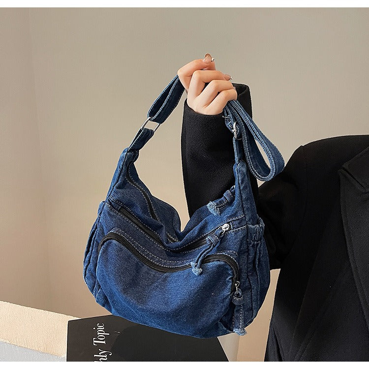 3 Layers Denim multi-pocket casual, lightweight, large capacity Bag