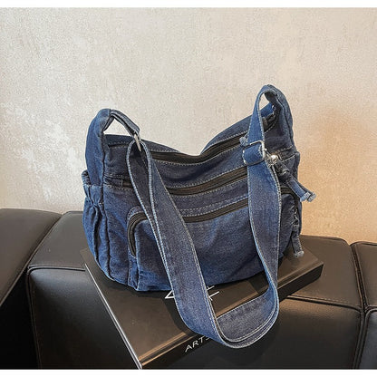3 Layers Denim multi-pocket casual, lightweight, large capacity Bag