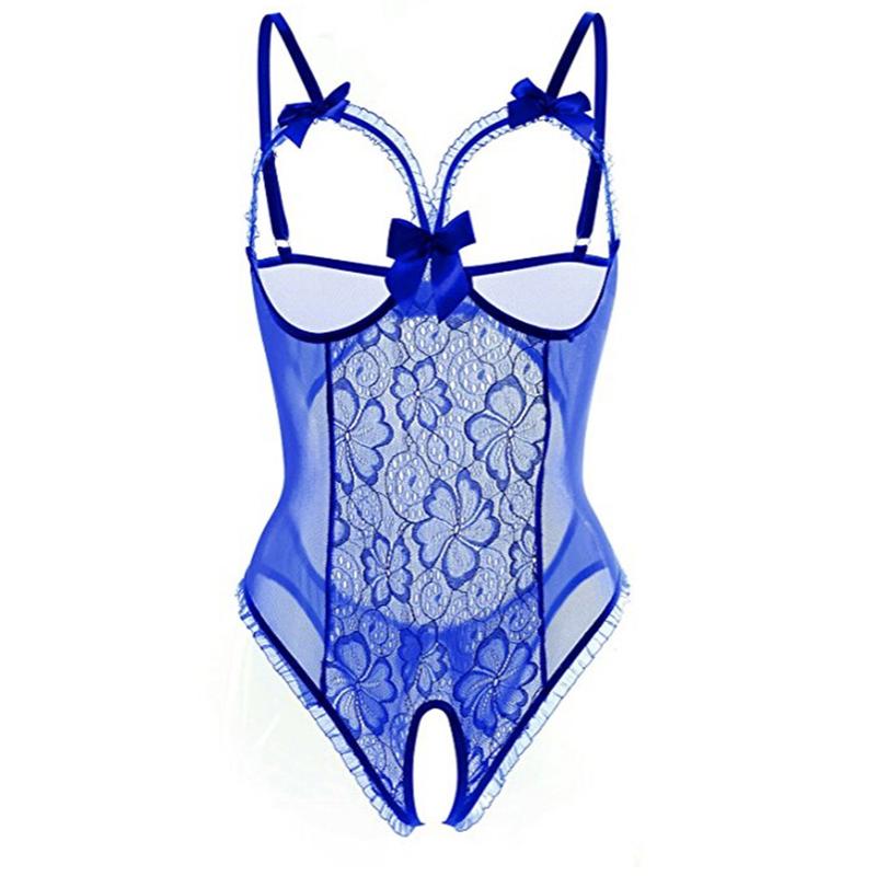 Erotic Lingerie Women Open Crotch Transparent Bow Underwear Dress Sexy Costume Plus Size Fabric Fit