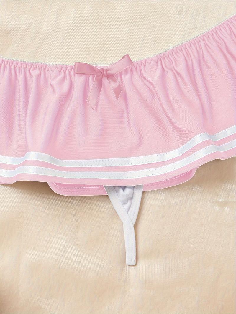 Ocean Style Lingerie Set - Women's Ruffled Bow Underwire Bra and Panties, Sexy Role Play Comfortable Design