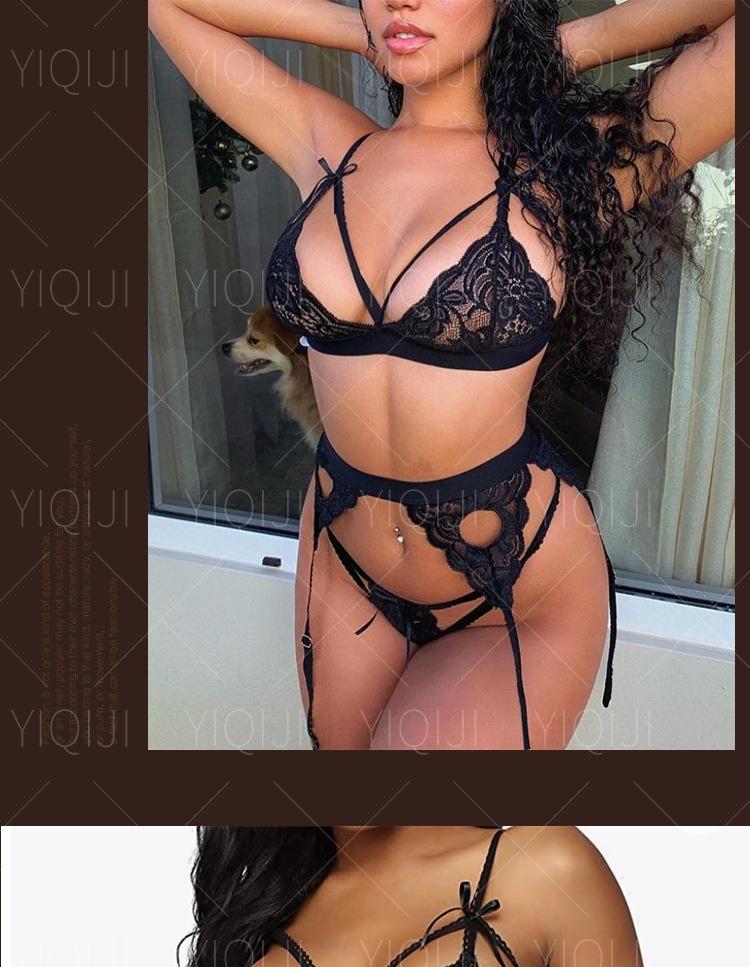 Sexy deep V buttocks exposed peach heart stockings three-piece sexy lingerie Sheer Panty Set Bodystocking