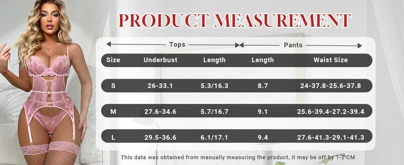 Women's Floral Lace Mesh Lingerie Set Teddy Babydoll Bodysuit with Garter Belts,Valentine's Day Gift,Minimalist Basic Nightgown Sleepwear