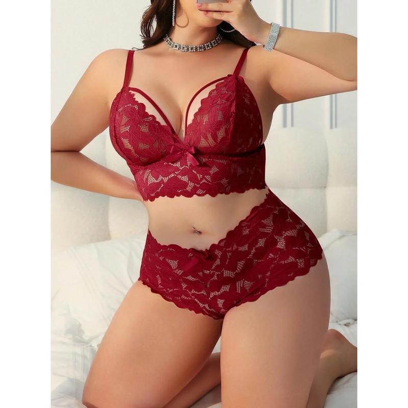 2pcs Set Sexy Plus Size Women Lace Lingerie Set Bra Fabric