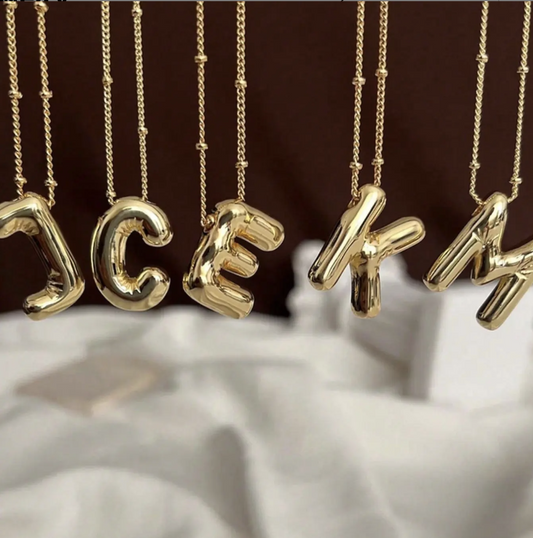 Gold bubble Initial necklace