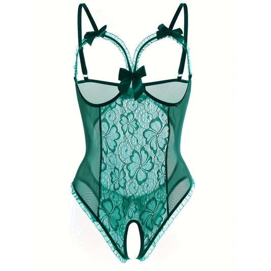 Women's tight open crotch one-piece sexy underwear Fabric Lace