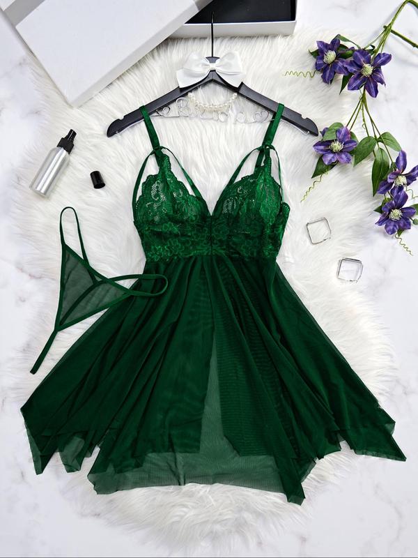 Women's Solid   Cami Nightdress & Panty Two-piece Set, Breathable Comfortable Nightgown & Panty Set, Women's Sleepwear for Summer