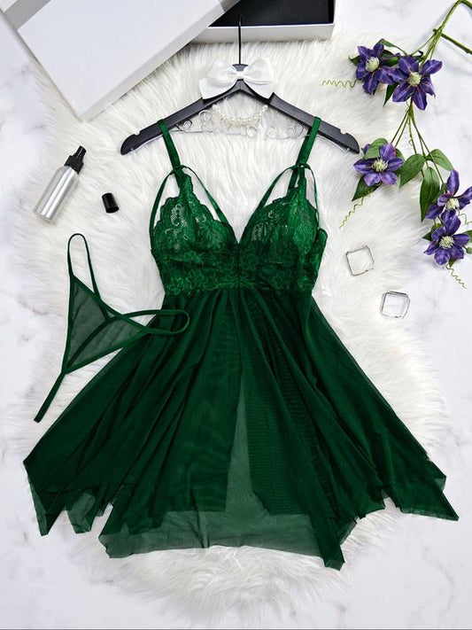 Women's Solid   Cami Nightdress & Panty Two-piece Set, Breathable Comfortable Nightgown & Panty Set, Women's Sleepwear for Summer