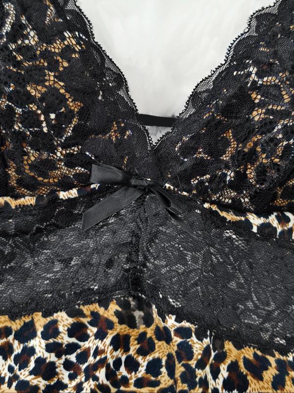 Women's Leopard Print Cami Top & Shorts Pyjama Two-piece Set, Sexy Comfy Sleepwear Set for Women, Women's Sleepwear for Summer