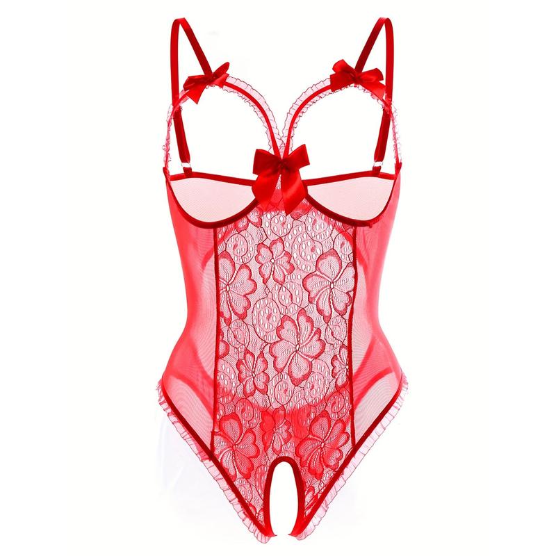 Women's tight open crotch one-piece sexy underwear Fabric Lace