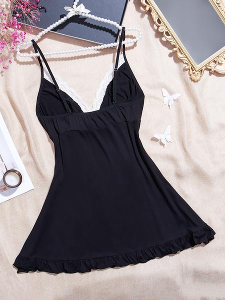 Plus Size Women's V Neck Cami Nightgown, Modal Fabric Comfortable Sleepwear, Chic Skin-Friendly Loungewear for Relaxation