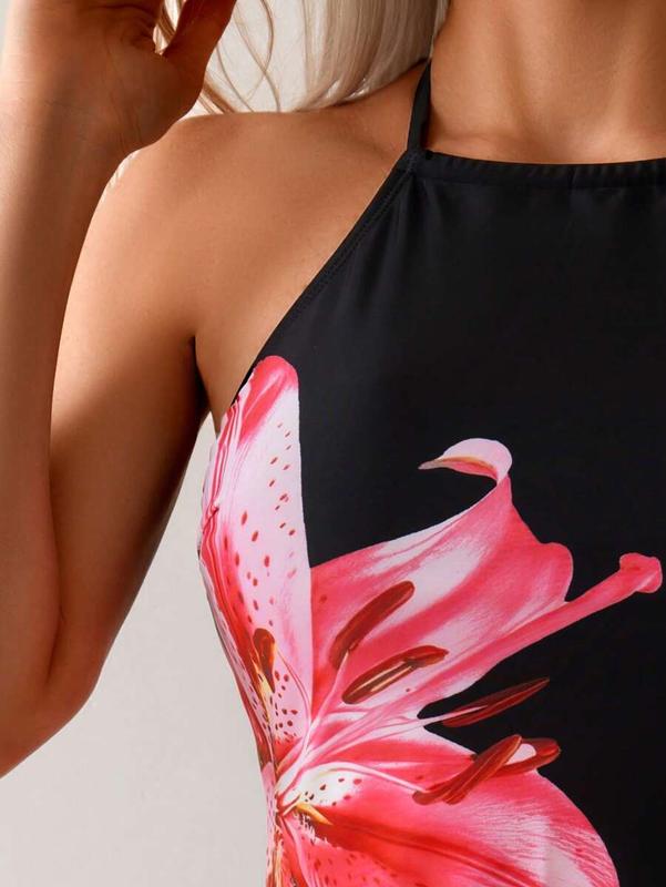 Swim  Women's Floral Print Spaghetti Strap Fashion Tankini Swimsuit