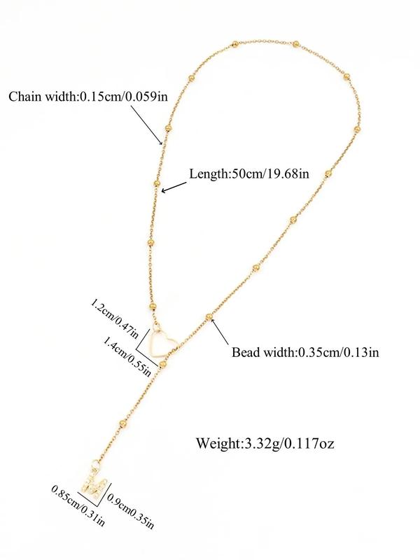 Initial necklaces for Women, Dainty Gold Letter Drop Necklace with Heart 14K Gold Plated