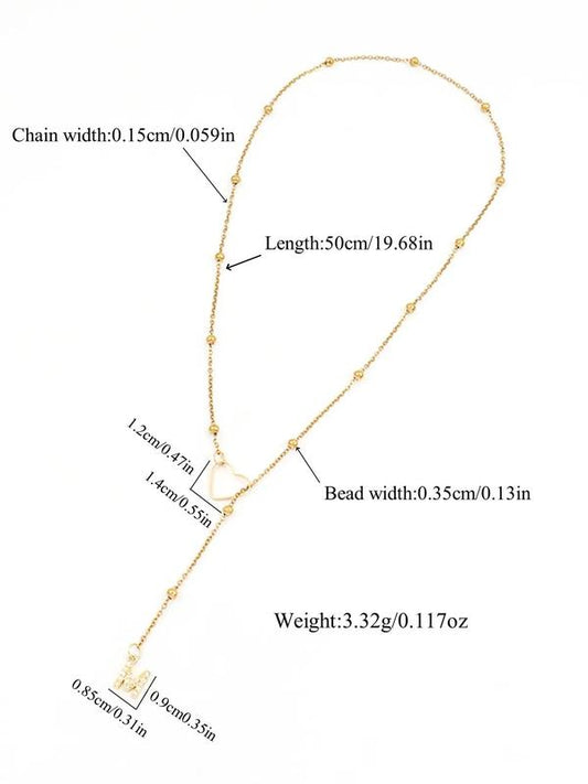 Initial necklaces for Women, Dainty Gold Letter Drop Necklace with Heart 14K Gold Plated