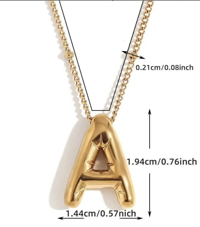 Gold bubble Initial necklace