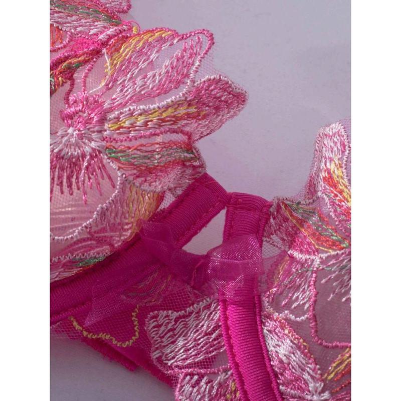 Women's Sexy Lingerie Mesh See-Through Camisole Shape 3 Pcs Set Polyester Womenswear Red