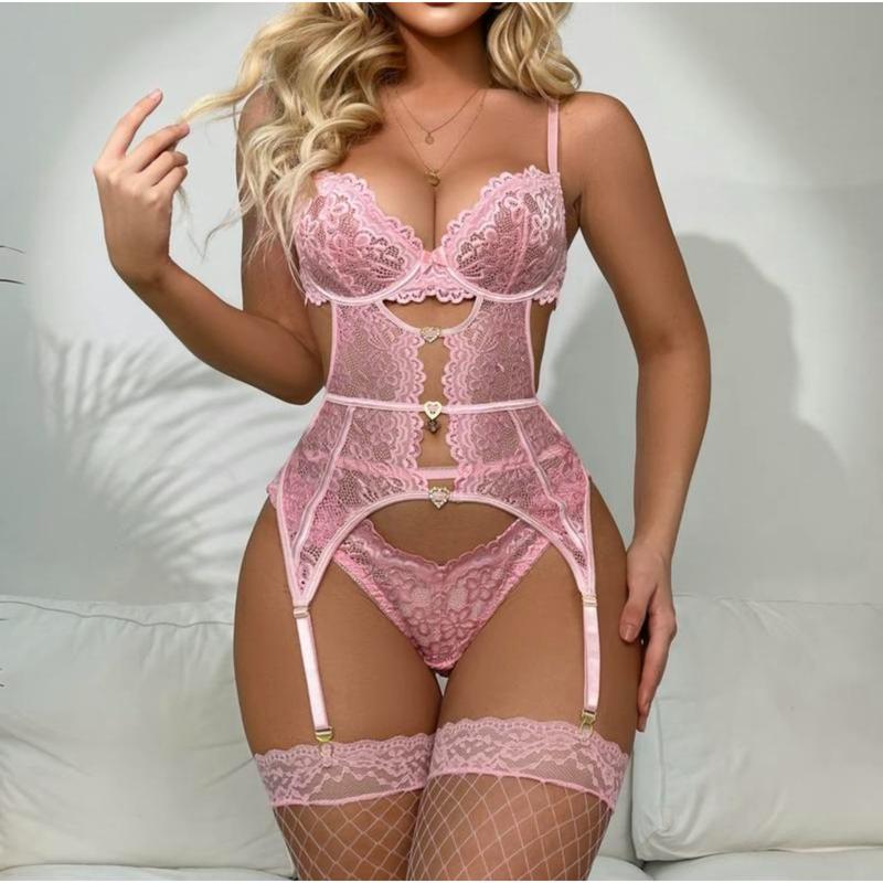 Classic 4 Pack Floral Lace Hollow Rhinestone Detail Underwire Bra, Comfortable Support - Stockings Women Classic Sexy Mesh Garter Corset Sexy Bodysuit Thong Nightdress Cloth Lace Sexy Women Lace Lingerie SetEmbroidered Heart Overall Piece