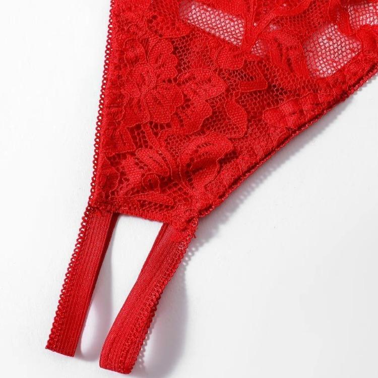 Ugreat Women's Floral Lace Sexy Lingerie Set, Sexy Cut Out Underwire Bra & Open Crotch Design Thong Two-Piece Set, Lingerie Set for Women, 2000s Wear Pink Straps