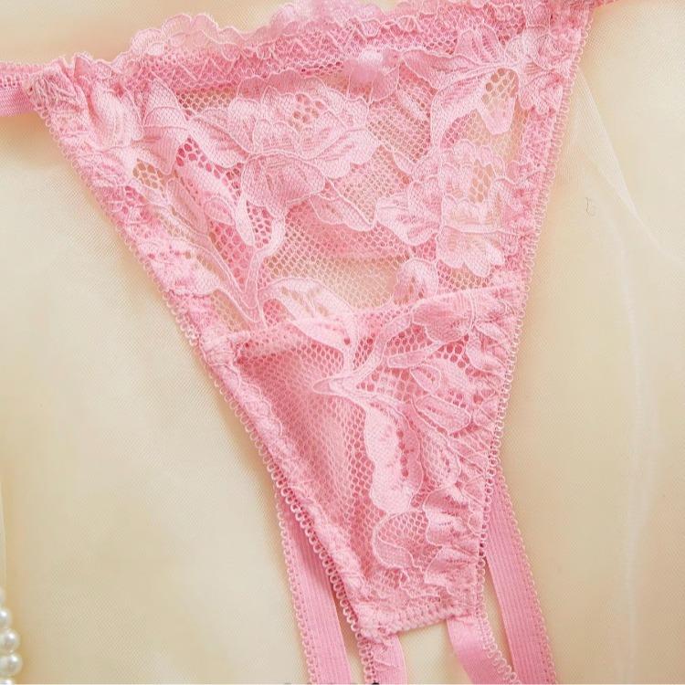 Ugreat Women's Floral Lace Sexy Lingerie Set, Sexy Cut Out Underwire Bra & Open Crotch Design Thong Two-Piece Set, Lingerie Set for Women, 2000s Wear Pink Straps