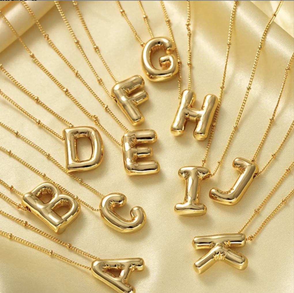 Gold bubble Initial necklace