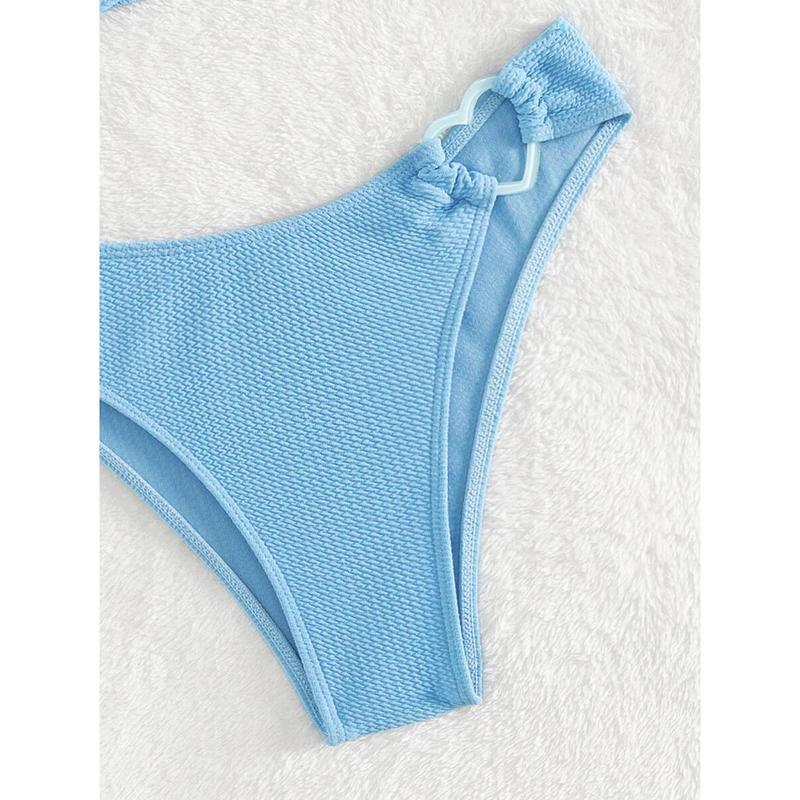 Summer Beach Heart-Ring Textured Halter Bikini Set boutique go nnaw ear it now