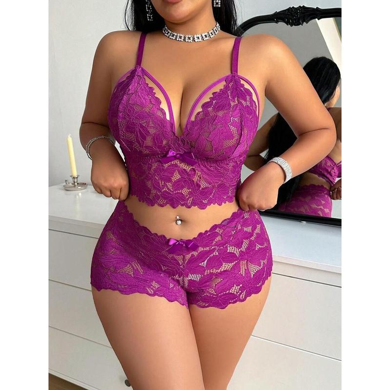 2pcs Set Sexy Plus Size Women Lace Lingerie Set Bra Fabric