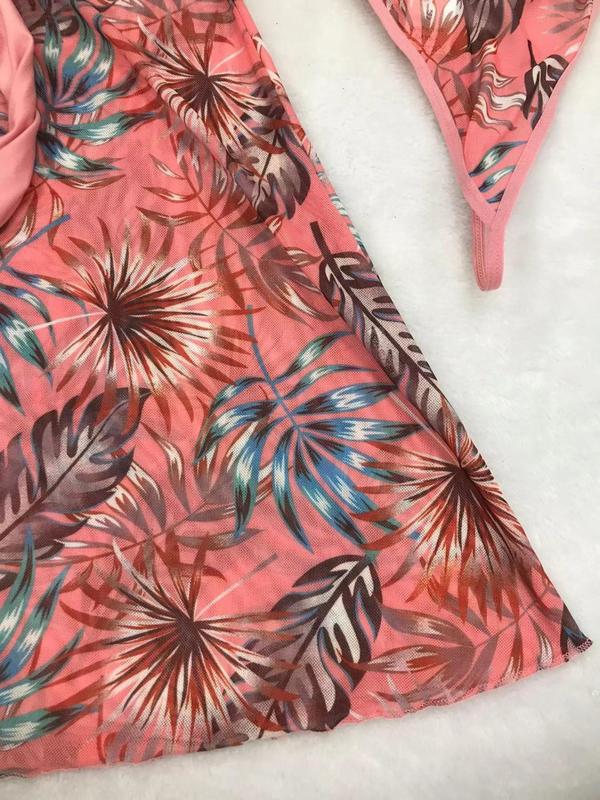 Women's Leaf Print Peplum Hem Tank Nightdress & Panty Two-piece Set, Bohemian Casual Comfy Sleeveless Knot Nightgown & Knicker for Daily Wear, Ladies Sleepwear for All Seasons