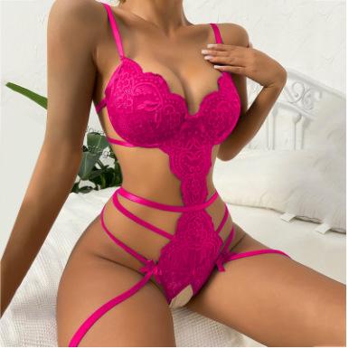 Sexy lingerie lace bodysuit sexy pajamas backless lace women tight open crotch bodysuit