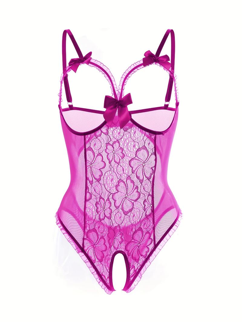 Women's tight open crotch one-piece sexy underwear Fabric Lace