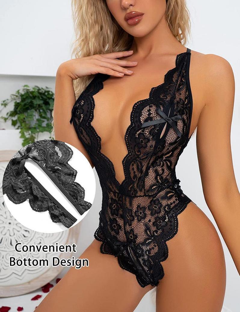 Sexy Lingerie No Need to Take Off Teasing Open Crotch Slightly Fat Passion Lace Plus Size See Through Sexy Pajamas Womenswear Basic White Minimalist Elegance Everyday Piece Style