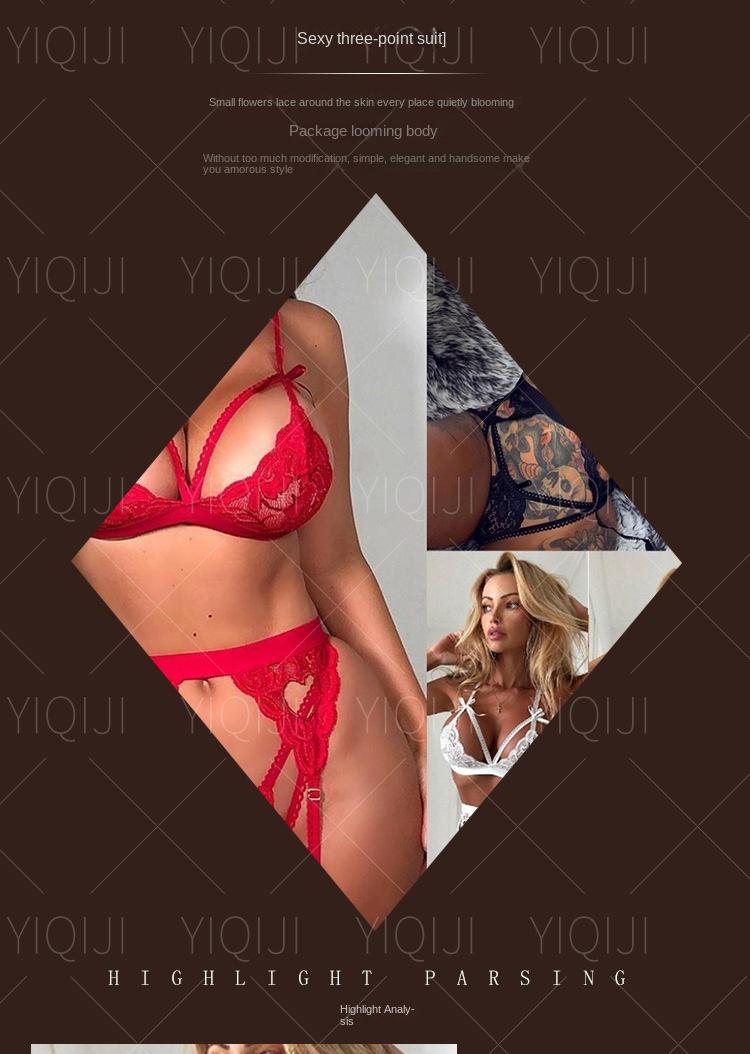 Sexy deep V buttocks exposed peach heart stockings three-piece sexy lingerie Sheer Panty Set Bodystocking