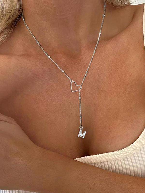 Initial necklaces for Women, Dainty Gold Letter Drop Necklace with Heart 14K Gold Plated