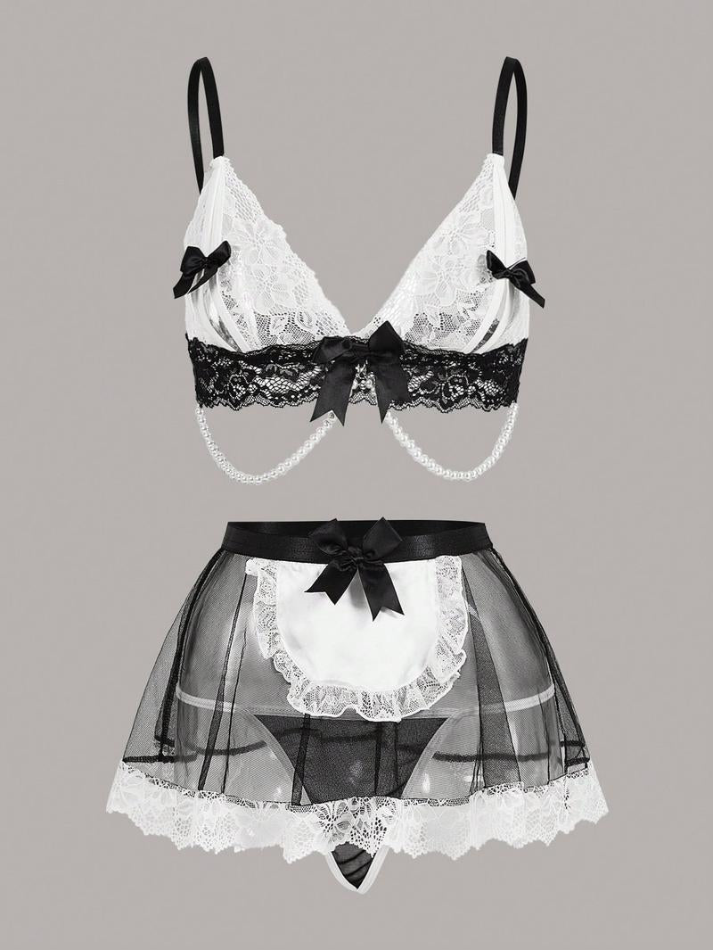 Women Sexy Lace Bowknot & Floral Edge Fashion Underwear Lingerie Set women lingerie set Womenswear Comfort womens  lingerie Elegant Pink