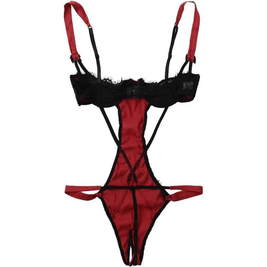 Women's Adjustable Lace Bodysuit and Thong Set Breathable Mesh Contoured Fit Casual Straps Womenswear Cosplay