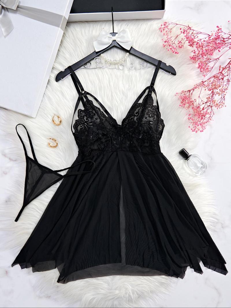 Women's Solid   Cami Nightdress & Panty Two-piece Set, Breathable Comfortable Nightgown & Panty Set, Women's Sleepwear for Summer