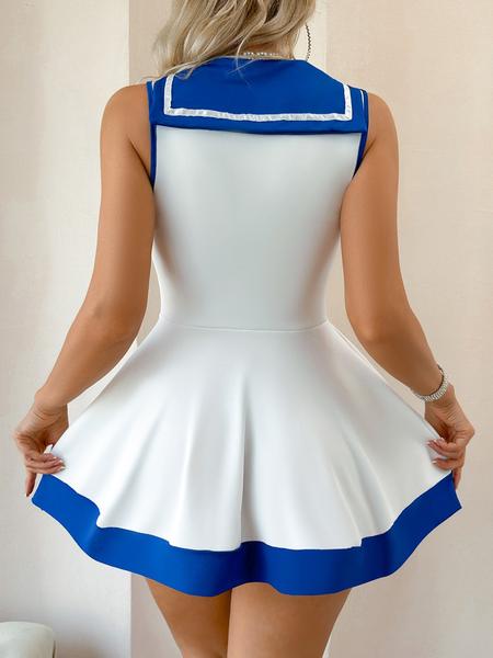 Women's Campus Style Student Pajama Dress, Comfortable Sleepwear for All Seasons, Plain Pattern Nightgown for Women