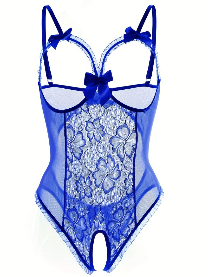 Women's tight open crotch one-piece sexy underwear Fabric Lace