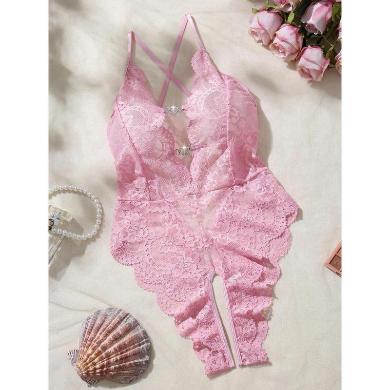 Classic Sexy Women's Sexy Lace Crotchless Lingerie Bridallingerie Fabric Womenswear Bra Panty