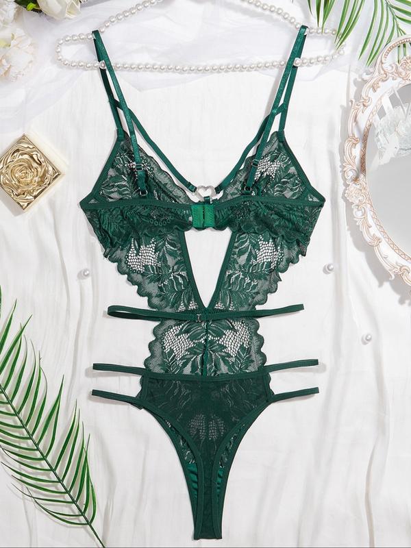 Women's Heart Shaped  Decor Sexy Lingerie Bodysuit, Elegant Comfy Breathable Lingerie for Daily Wear, Women's Lingerie for All Seasons