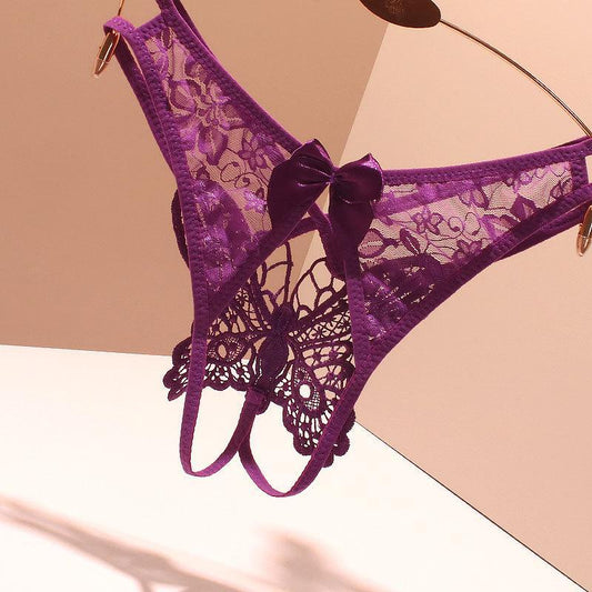 Hollow Underwear Female Butterfly Element Date Lace Open T-Back