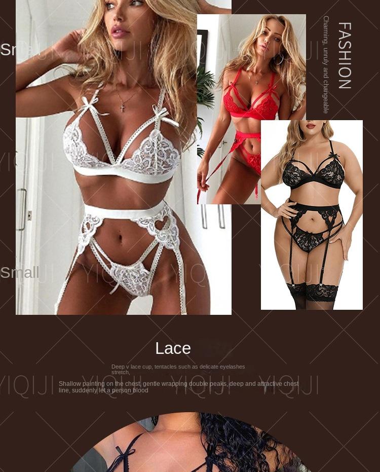 Sexy deep V buttocks exposed peach heart stockings three-piece sexy lingerie Sheer Panty Set Bodystocking