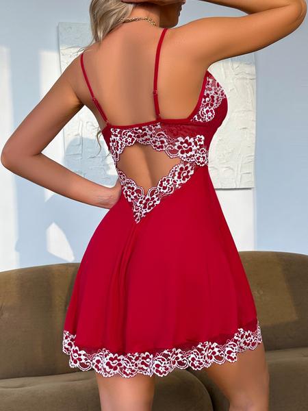 Women's Elegant Nightgown, Milk Silk Lace Trim Design, Four Seasons Wearable Sleepwear &, Comfortable Bedroom & Outdoor Use