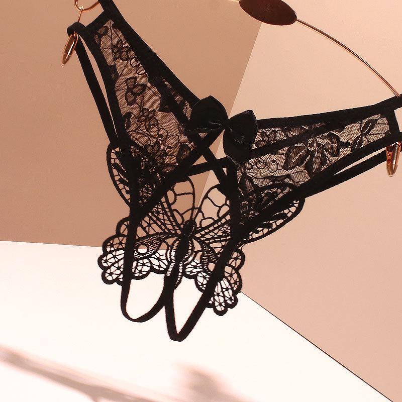 Hollow Underwear Female Butterfly Element Date Lace Open T-Back