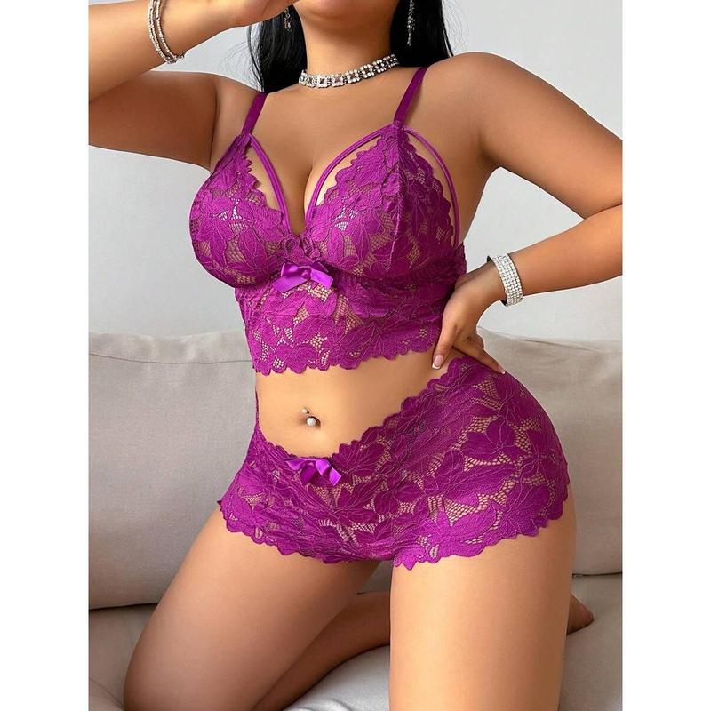 2pcs Set Sexy Plus Size Women Lace Lingerie Set Bra Fabric